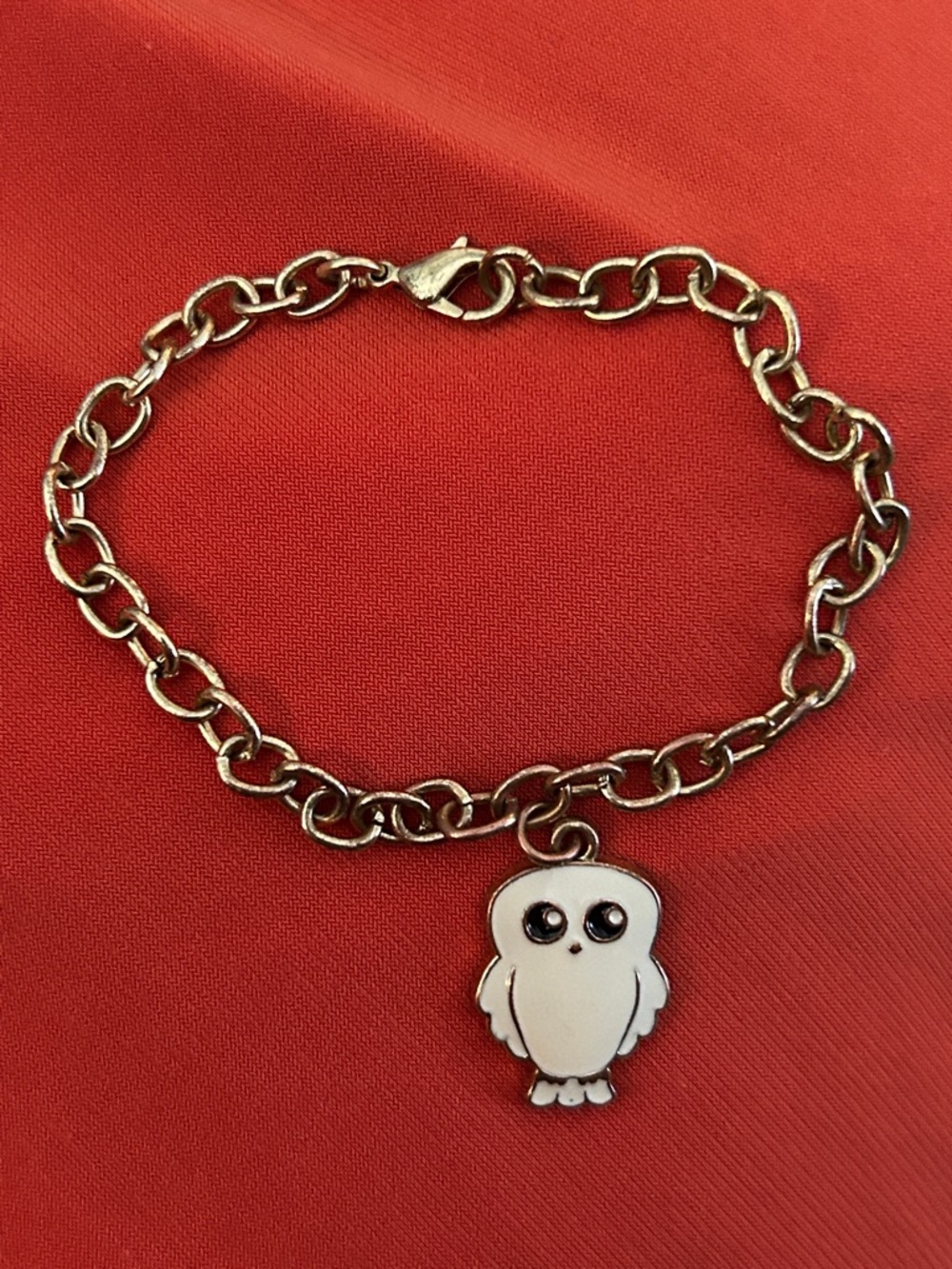 White Owl Charm Chain Bracelet - Picture 1 of 3
